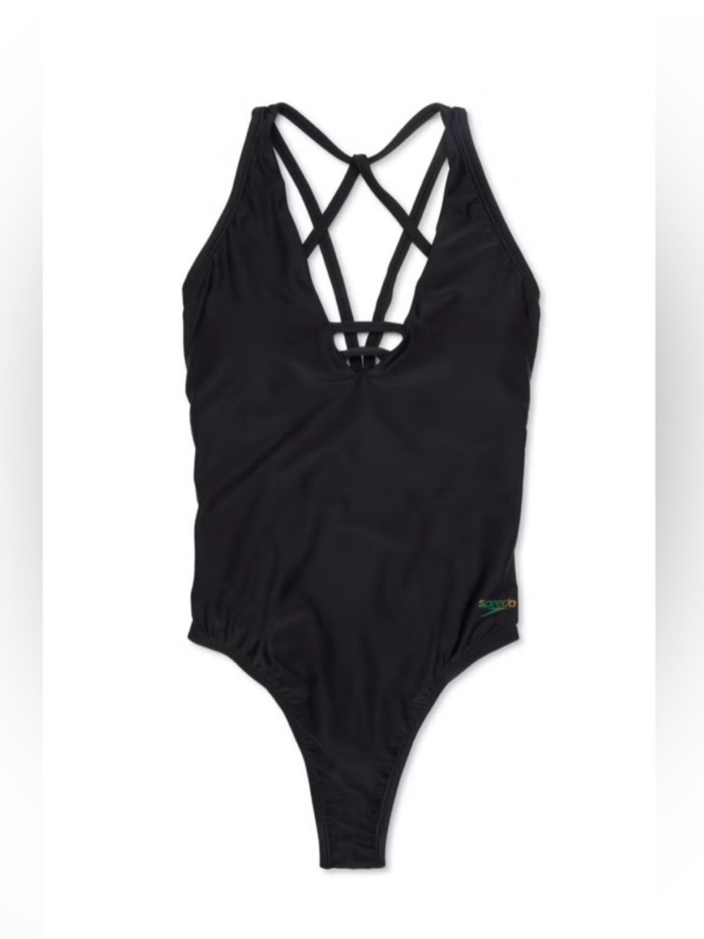 Speedo Black One-Piece Swimsuit with Strappy Back NWT Very Flattering ☀️